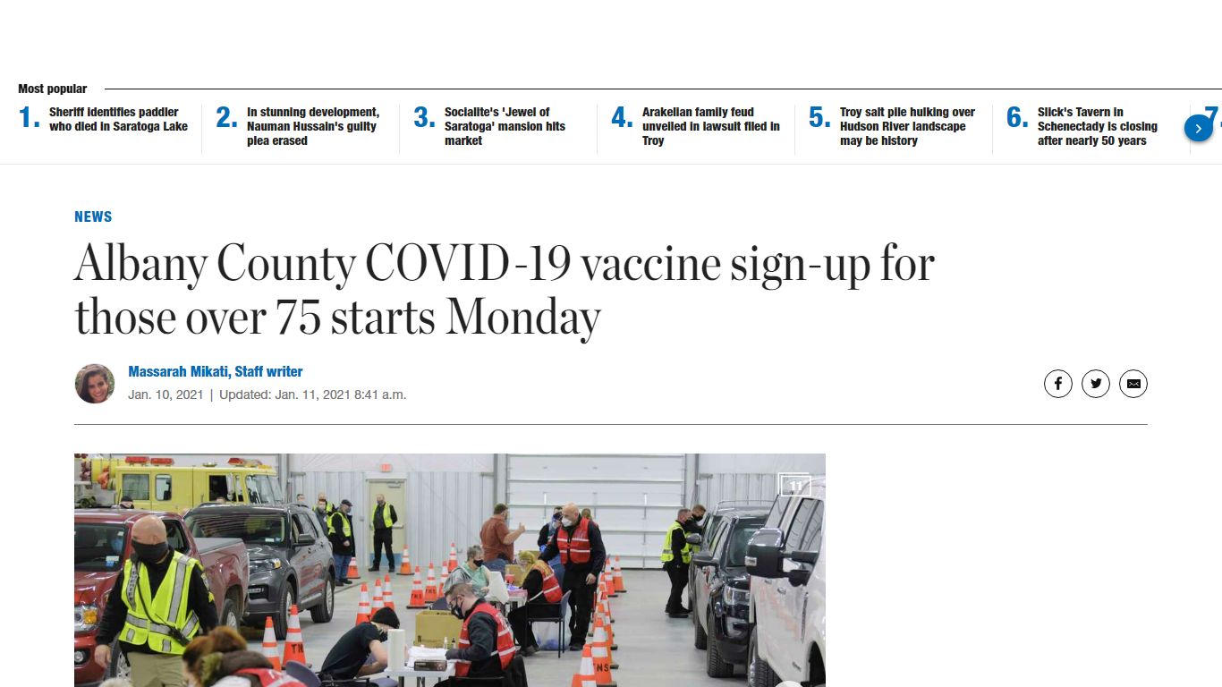 Albany County COVID-19 vaccine sign-up for those over 75 starts Monday